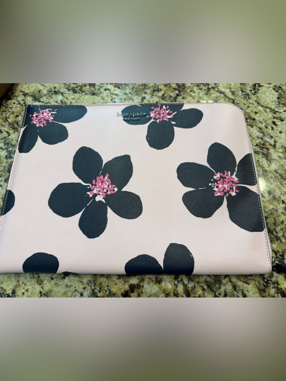 kate spade Pink and Black Floral Zip Tablet Sleeve
